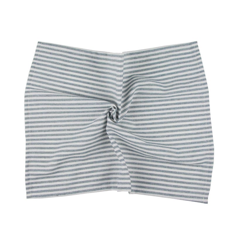 INFEI Plain Striped Cotton Linen Blended Dinner Cloth Napkins - Set of 12 (40 x 30 cm) - for Events & Home Use (Ocean) - Image 4
